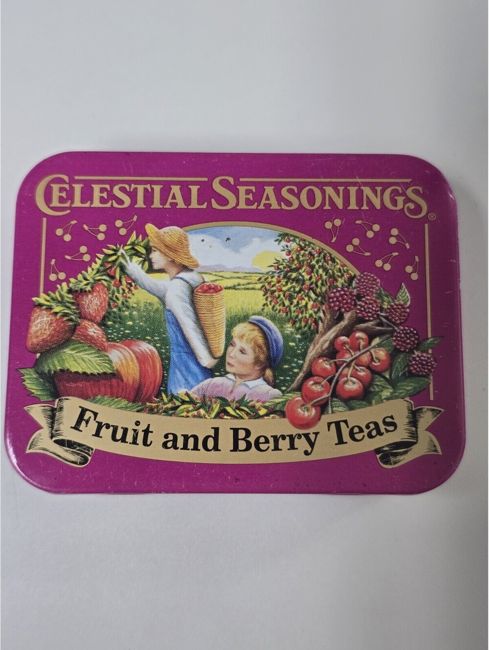 Vintage Celestial Seasonings Mini Tin FRUIT AND BERRY TEAS 3"